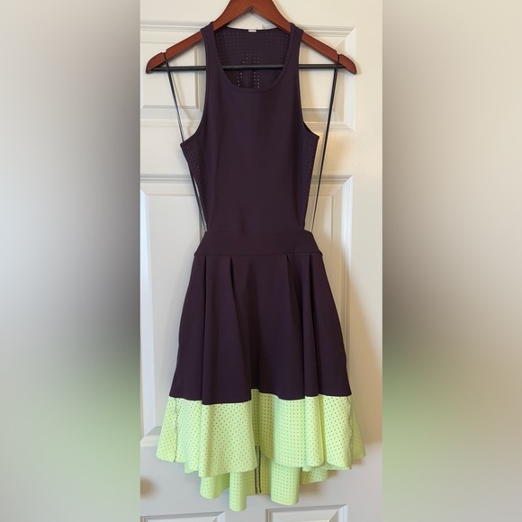 Lululemon Away Dress Black Cherry Neon Yellow Size Small - Picture 14 of 14